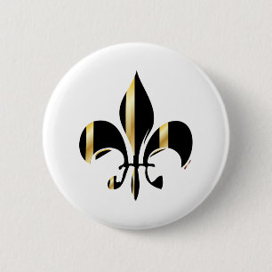 Svart och guld Fleur de Lis Knapp