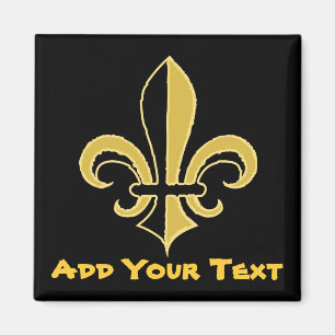 Svart och guld- Fleur de lis Magnet