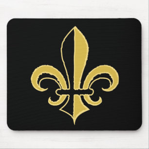 Svart och guld- Fleur de lis Musmatta