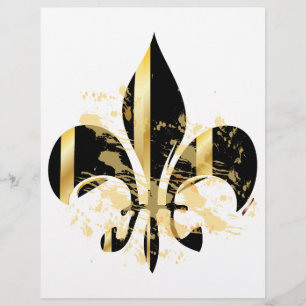 Svart och guld Fleur de Lis Reklamblad