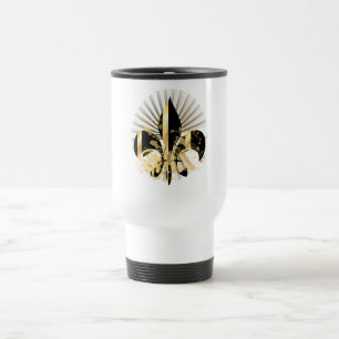 Svart och guld Fleur de Lis Resemugg