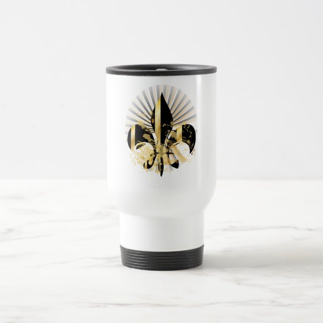 Svart och guld Fleur de Lis Resemugg (Center)