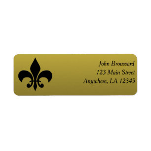 Svart och Guld Fleur De Lis returadressetikett Returadress Etikett
