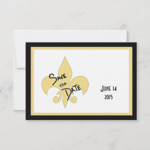 Svart och Guld Fleur de Lis Spara datumkort Datumet