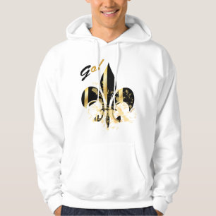 Svart och guld Fleur de Lis Sweatshirt Med Luva