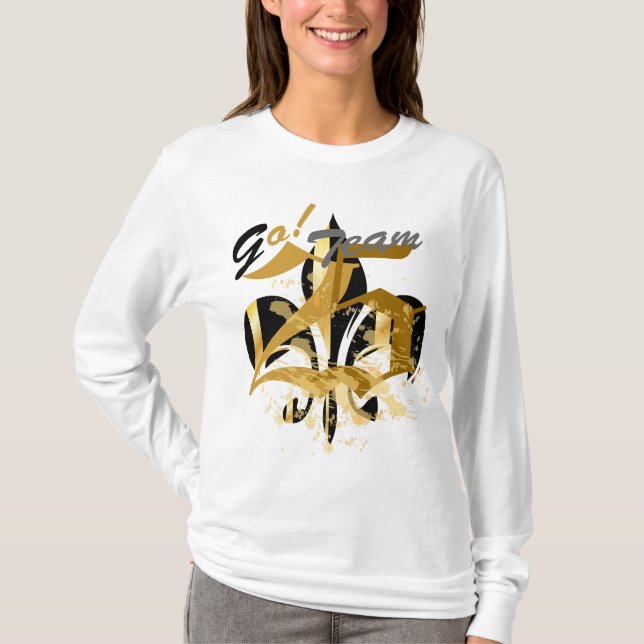 Svart och guld Fleur de Lis T Shirt (Framsida)