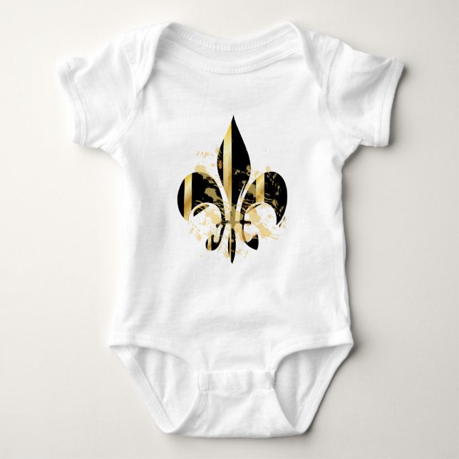 Svart och guld Fleur de Lis T Shirt (Framsida)