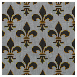 Svart och guld Fleur-de-lis Tyg