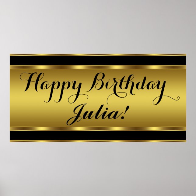 Svart och Guld födelsedag Poster (Framsidan)