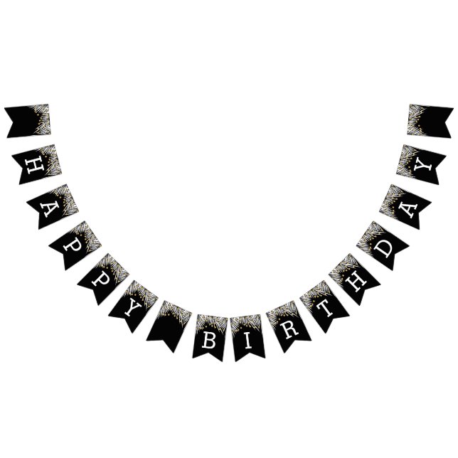 Svart och Guld födelsedag Vimplar (Alla)