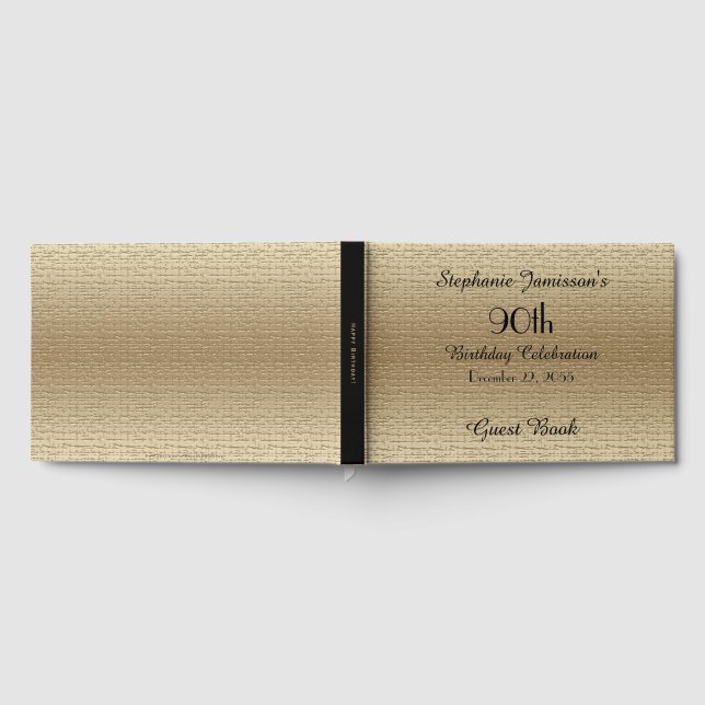 Svart och Guld Födelsedagsfest-minne/gäst Bok (Full)