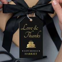 Svart och Guld, födelsedagskaka Tack