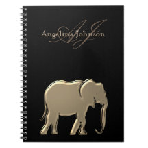 Svart och guld folie elefant modern monogram