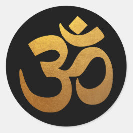 Svart och guld folie Om-symbol Runt Klistermärke