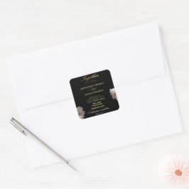 Svart och Guld - Formell bröllopsinbjudan Fyrkantigt Klistermärke