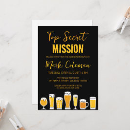 Svart och guld förvåning pension party inbjudningar