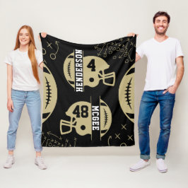 Svart och guld fotbollsmatchdag fleecefilt