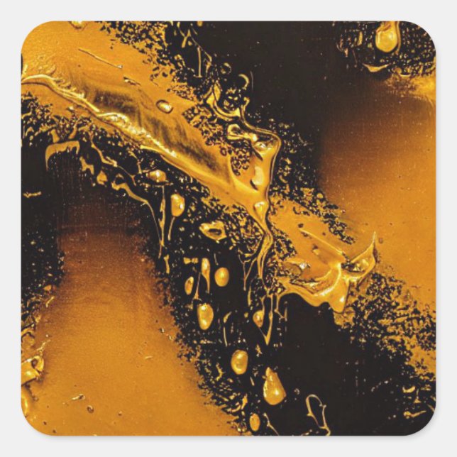 Svart och Guld Fyrkantigt Klistermärke (Framsida)