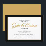 Svart och Guld Gala Auction and Fundraiser Inbjudningar<br><div class="desc">Den här eleganten innehåller Gala Auction och Fundraiser-inbjudan ren design som accentueras med skripttext och en svart och guld gräns.</div>