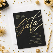 Svart och guld gala inbjudan
