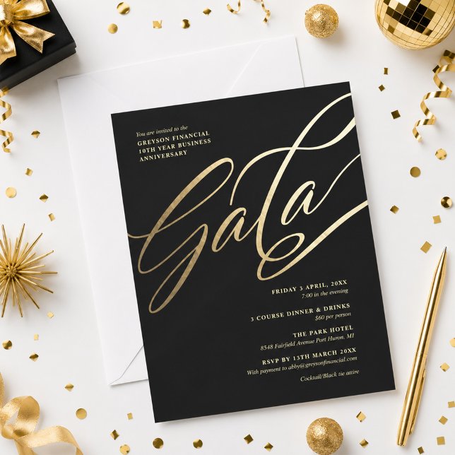 Svart och guld gala inbjudan (Skapare uppladdad)