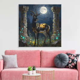 Svart och guld Gasell | Vilda djur illustration Canvastryck