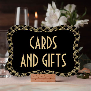 Svart och Guld Gatsby Bröllopskort & Gifts-skylt
