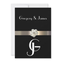Svart och Guld Gay/Lesbisk bröllopsinbjudan