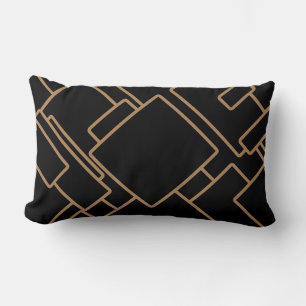 Svart och Guld Geometric Abstrakt Shapes Mönster Lumbarkudde