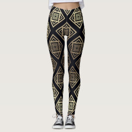 Svart och Guld Geometric Leggings