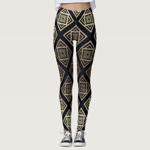 Svart och Guld Geometric Leggings