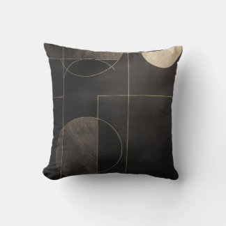 Svart och Guld Geometric Minimalist Dekorativ kudd Kudde