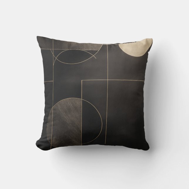 Svart och Guld Geometric Minimalist Dekorativ kudd Kudde (Framsida)