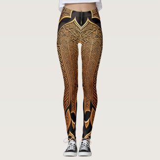 Svart och guld Geometric mönster Leggings