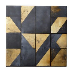 Svart och Guld Geometrical Mönster Kakelplatta