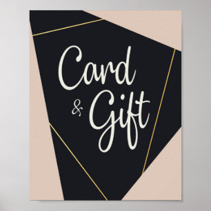 &Svart och guld-geometriska kort för rosa Poster