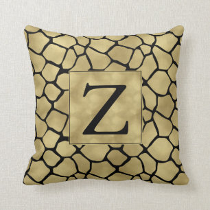 Svart och guld- girafftryckMonogram Kudde