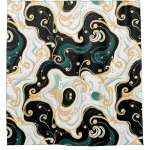 Svart och Guld Glam Shower Curtain