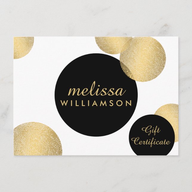 Svart och Guld Glamor- och Beauty Gift-certifikat (Framsida)