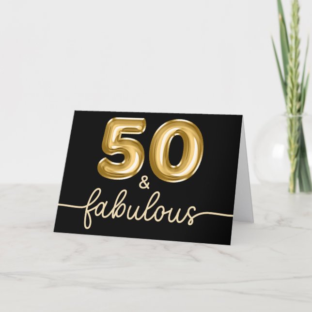Svart och guld glamour 50 och fantastisk kort (Framsida)