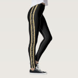 Svart och Guld Glitter Anpassningsbar Text Athleti Leggings<br><div class="desc">Fast svart personlig med en dubbla atletisk rand i guld glitter med anpassningsbar i mitten som kan vara olika på båda sidor. Perfekt för att visa ditt favoritcitat, versa, inspirerande mantra, team namn, eller lägg till ditt namn på upprepad sida av varje ben! Du kan ändra lagning av färg och...</div>