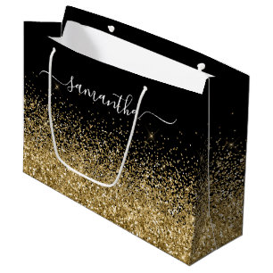 Svart och guld glitter elegant namn