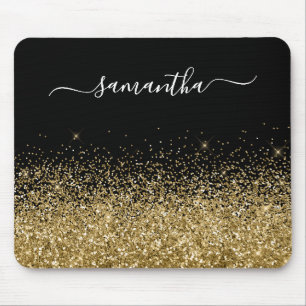 Svart och guld glitter Elegant namn Musmatta