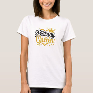 Svart och guld glitter födelsedag drottning t shirt