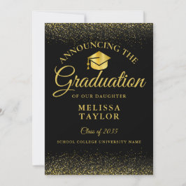 Svart och Guld Glitter foto Studenten Meddelande