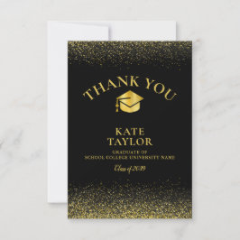 Svart och Guld Glitter foto Studenten Tack Kort