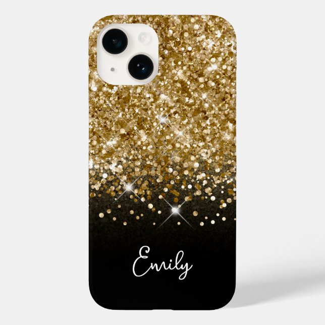 Svart och guld glitter glamour (Baksida)