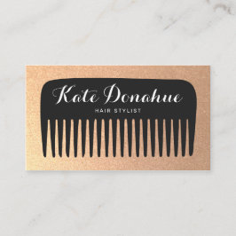 Svart och Guld Glitter Hair Stylist Comb Visitkort