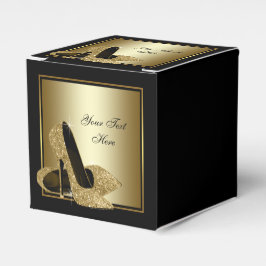 Svart och guld glitter hög klacksko presentaskar