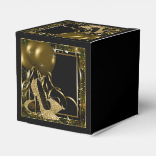 Svart och guld glitter högklackad sko presentaskar